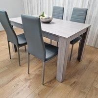 Dining table and 4 chairs Grey Table with 4 Grey  Faux leather Chairs Dining Set