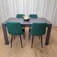 Kosy Koala Dining Table and 4 Velvet Green Chairs Wood, Multi
