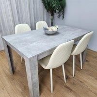 Wooden Rectangle Dining Table Sets with Set of 4 Chairs, Grey and Cream