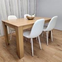 Wooden Dining Table with 4 white Gem Chairs Oak Effect Table with white Chairs