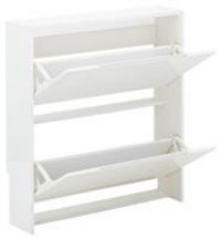 Narrow 2 and 3 Tier High Gloss Hallway Shoe Cabinet - Grey or White#2 Tier White