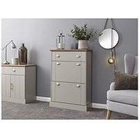 KENDAL DELUXE SHOE CABINET GREY DRAWER & PULL OUT