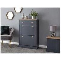 Kendal Country Style Deluxe Shoe Storage Cabinet - Slate Blue
