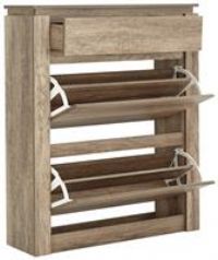 GFW Canyon Unit, Oak with 3 Storage Drawers, Contemporary Beige Wooden Shoe Cabinet for Hallway, Living Room, Bedroom, 24D x 81W x 108H cm