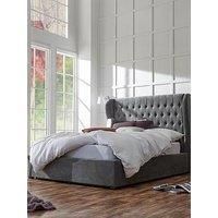 Gfw Limited Dakota 135Cm Ottoman Bed Grace Pewter Bonnell Mattress, Grey