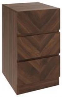 Catania Bedside Drawers Sideboard Cabinet, Modern Herringbone Design Effect Finish Bedroom Furniture Storage Chest, Royal Walnut Wood, Height 60.5 x Width 35 x Depth 40