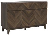 GFW Camborne 3 Door Large Royal Walnut Sideboard - Large Sideboards for Living Room with 3 Doors & 3 Drawers for Storage. Sideboard Storage Cabinet for Living Room, 76.6cm H x 119cm W x 39.8cm D