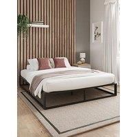 Gfw Platform Double Bed - Black - Bedframe + Standard Mattress