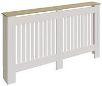 GFW Longslow Large White Radiator Cover Slatted Wood Design Top Shelf Display Living