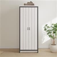 GFW Boston 2 Door Wardrobe Hanging Rails Storage Unit Bedroom White