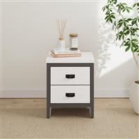 GFW Boston 2 Drawer Bedside Table White, White