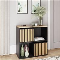 GFW Kube 2x2 Storage Sideboard Cabinet Shelf & Drawers Bedroom Living Black/Oak