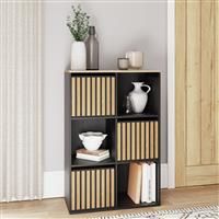 GFW Kube 2x3 Storage Sideboard Cabinet Shelf & Drawers Bedroom Living Black/Oak