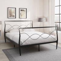 GFW Rimini 5ft King 150cm Black Metal Bed Stylish Curved Headboard Bedroom Black