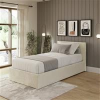 GFW End Lift Single Velvet End Lift Ottoman Bed - Cream