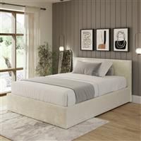 GFW End Lift Double Velvet End Lift Ottoman Bed - Cream