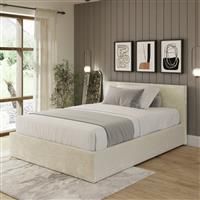 GFW End Lift Kigsize Velvet End Lift Ottoman Bed - Cream
