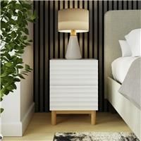 GFW Karla Ribbed 2 Drawer Bedside Table