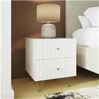 GFW Thalia Ribbed 2 Drawer Bedside Table White