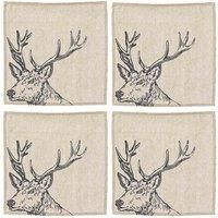 The Just Slate Company Set of 4 Stag Linen Napkins