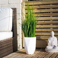 Scottish Everlastings Ltd UV Grasses In White Geo Pot 80cm, Green