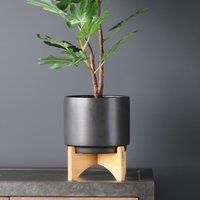 Scottish Everlastings Ltd Plain Black Planter On Stand Large, White