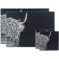 The Just Slate Company Set of 2 Highland Cow Coasters & Place Mats JS/PMC/HC