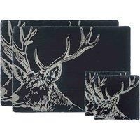 The Just Slate Company Set of 2 Stag Coasters & Place Mats JS/PMC/S