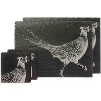 Selbrae House Slate Coaster & Place Mat Set - Pheasant
