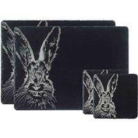 Selbrae House Slate Coaster & Place Mat Set - Hare