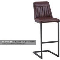Baumhaus Vintage Brown Leather Bar Stool (Pack Of Two)