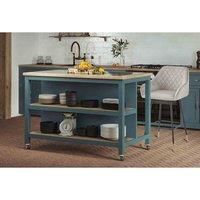 Molly and Milo London Kitchen Island blue Open With Breakfast Bar
