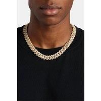 14mm Iced Prong Link Chain - Gold