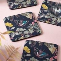 Royal Botanic Gardens Kew - Set of 4 Bee Floral Cork-Backed Coasters - BNIB