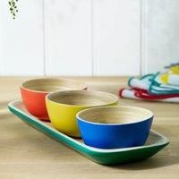 Sur La Table Colour Me Happy Bamboo Tray & Dipping Bowls