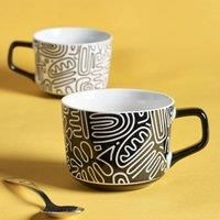 MissPrint Set of 2 Meadow Pink & Grey Mugs 290ml
