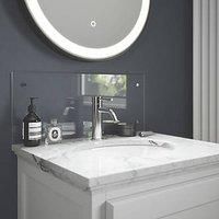 Clear Glass Bathroom Splashback (chrome Caps) 600mm X 250mm X 4mm