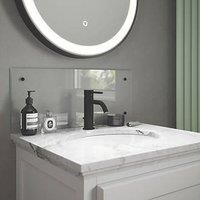 Clear Glass Bathroom Splashback (matt Black Caps) 600mm X 250mm X 4mm