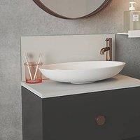 Silk Grey Bathroom Splashback Toughened Glass Self-adhesive Upstand