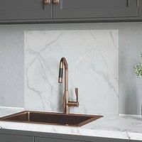 Glass Kitchen Splashback Calacatta Marble House Beautiful Cooker Hob Back Panel