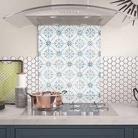 Glass Kitchen Splashback Heritage Sky Blue House Beautiful Cooker Hob Back Panel