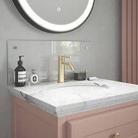 Splashback Bathroom Splashback Crystal Clear with Brushed Brass Caps 600mm x 250mm x 4mm (296JL)