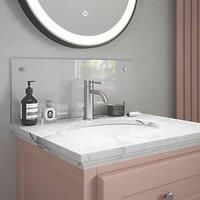 Splashback Bathroom Splashback Crystal Clear with Satin Chrome Caps 600mm x 250mm x 4mm (780JL)