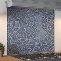 Glass Kitchen Splashback Country Living Leaf Blue Self Adhesive Hob Back Panel