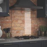Clear Glass Kitchen Splashback With Brass Caps 600X700Mm