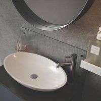 Clear Fluted Glass Bathroom Splashback With Matt Black Caps 250Mm X 600Mm X 4Mm