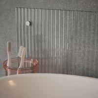 Clear Fluted Glass Bathroom Splashback Brass Caps