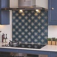 Laura Ashley Splashback Wicker Midnight Seaspray Glass Kitchen Hob Back Panel