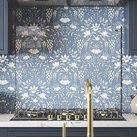 Laura Ashley Kitchen Splashback Clear Toughened Glass Back Panel w/ Fixing Kit