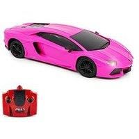 CMJ RC Cars Lamborghini Aventador Pink LP700-4 Officially Licensed Remote Control Car 1:24 Scale Working Lights 2.4Ghz (Pink)